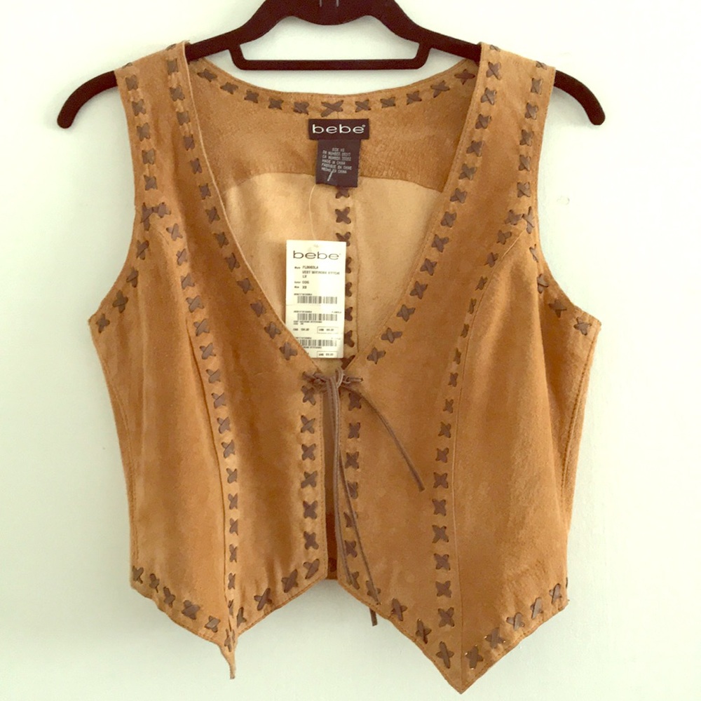 Bebe Vintage Tan Leather Vest size XS